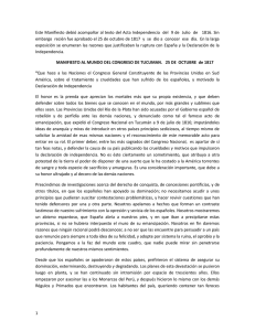 Manifiesto al mundo del Congreso de Tucumán