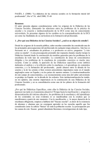 PAGÈS, J. (2000): “La didáctica de las ciencias sociales en la