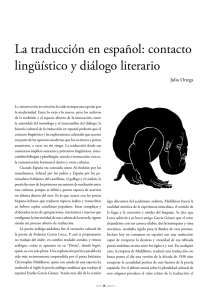 La traducción en español: contacto lingüístico y diálogo literario
