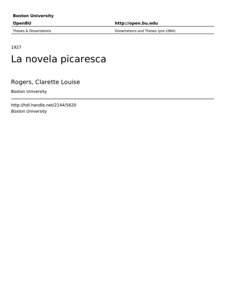 La Novela Picaresca - OpenBU