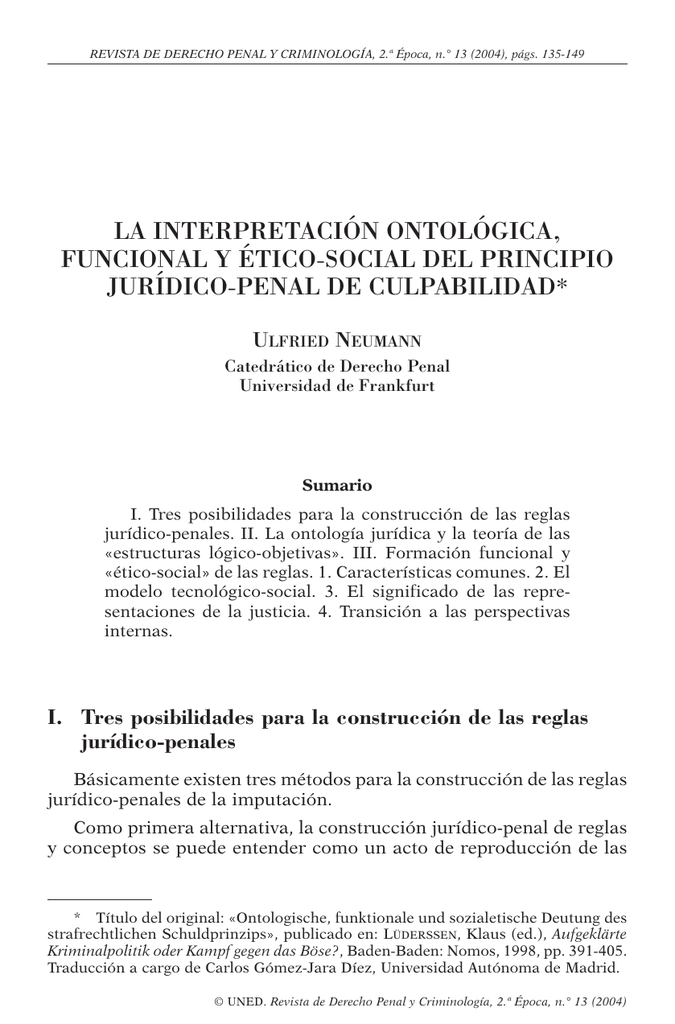 La Interpretación Ontológica, Funcional Y ético