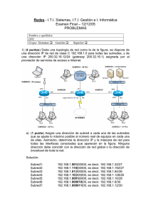 Redes - ITI Sistemas, ITI Gestión e I. Informática Examen Final – 12