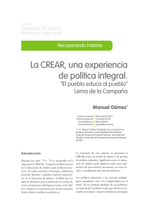 La CREAR, una experiencia de política integral.