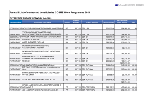Annex II List of contracted beneficiaries COSME Work
