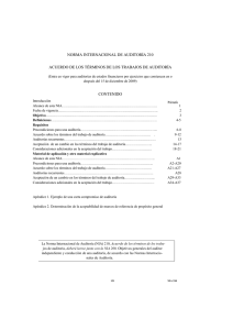 norma internacional de auditoría 210 acuerdo de los términos de los