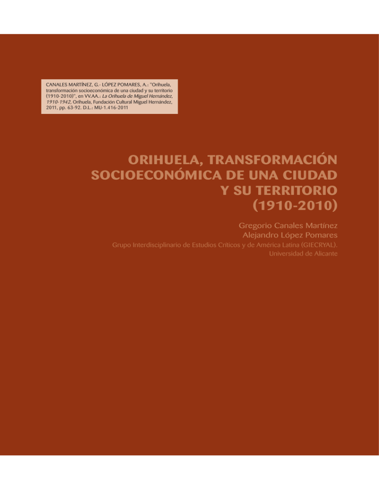 Orihuela Transformaci n Socioecon mica De Una Ciudad Y Su