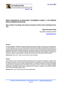 Vol. 10 (1) 2016 MARX, FUNDADOR DE LA SOCIOLOGÍA Y