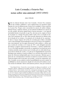 Luis Cernuda y Octavio Paz: notas sobre una