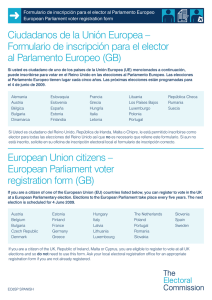 Formulario de inscripción para el elector al Parlamento Europeo