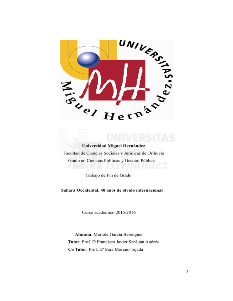 Universidad Miguel Hernández Facultad de Ciencias Sociales y Universidad Miguel Hernández Facultad de Ciencias Sociales y