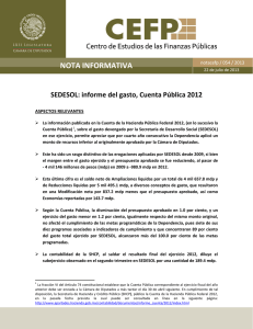 SEDESOL: informe del gasto, Cuenta Pública 2012