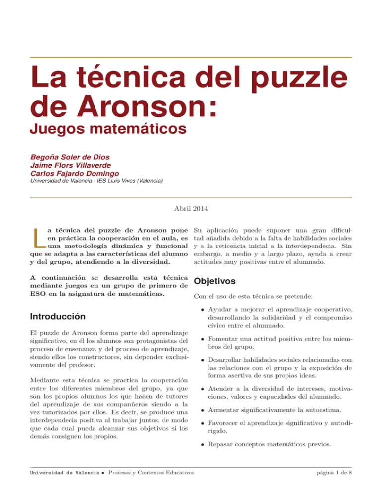 La T´ecnica Del Puzzle De Aronson