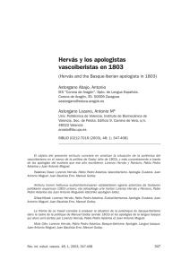 Hervás y los apologistas vascoiberistas en 1803