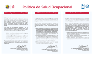 Políticas de Salud Ocupacional - Colegio San Bartolomé La Merced