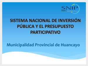 Snip y Programación Multianual - Municipalidad Provincial de