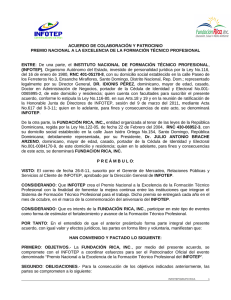 Acuerdo INFOTEP-FUNDACION RICA, INC.