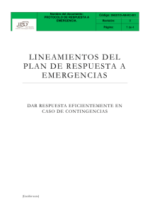 LINEAMIENTOS DEL PLAN DE RESPUESTA A EMERGENCIAS