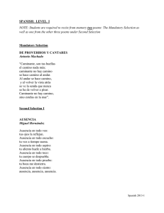 SPANISH: LEVEL I NOTE: Students are required to recite from