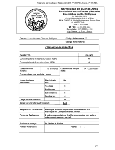 Universidad de Buenos Aires Fisiología de Insectos