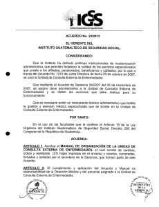 Acuerdo No. 23/2013, de Gerencia aprobación del Manual de
