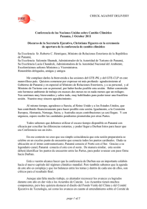 Discurso de la Secretaria Ejecutiva, Christiana Figueres en