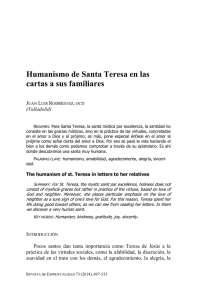 Humanismo de Santa Teresa en las cartas a sus familiares