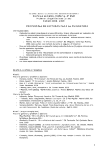 Ciencias Sociales, Historia. 4º ESO PROPUESTAS DE LECTURAS