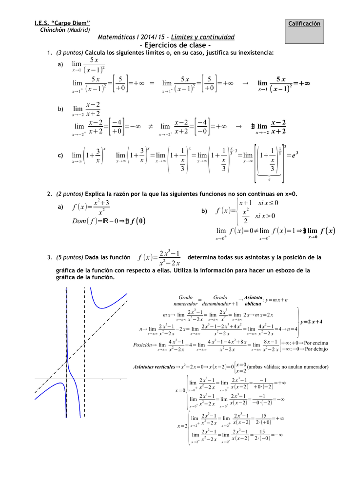 Ejercicios De Clase Lim 5 X X 1 Lim X 2 X 2 Lim X 2 X 2 4 0