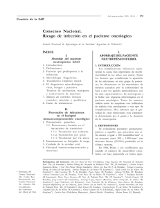 Consenso Nacional. Riesgo de infección en el paciente oncológico