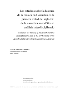 Los estudios sobre la historia de la música en Colombia en la