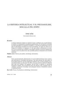 LA HISTORIA INTELECTUAL Y EL PSICOANÁLISIS, MÁS ALLÁ