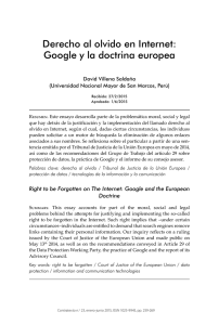 Derecho al olvido en Internet: Google y la doctrina europea