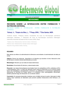 revisión sobre la interacción entre fármacos y nutrición enteral