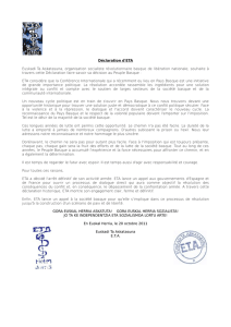 Déclaration d`ETA Euskadi Ta Askatasuna, organisation