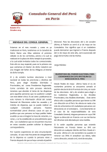 Boletín, octubre 2014 - Ministerio de Relaciones Exteriores