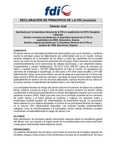 DECLARACIÓN DE PRINCIPIOS DE LA FDI (revisión) Cáncer oral