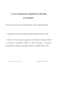 “ Ley de Competencia y Regulación de Mercados en el Ecuador”