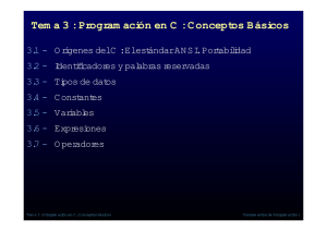 Tem a 3 : Program ación en C : Conceptos Básicos