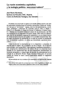 La razón económica capitalista y la teología política