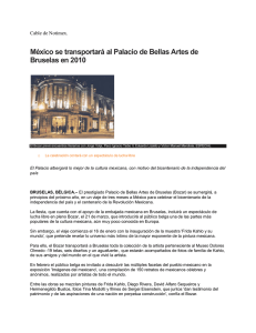 México se transportará al Palacio de Bellas Artes de Bruselas en 2010