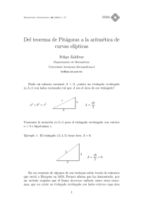 Del teorema de Pitágoras a la aritmética de curvas el´ıpticas