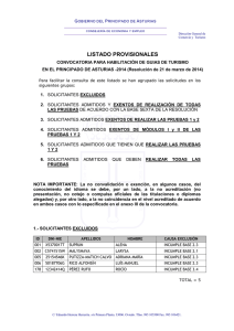 Lista provisional - Gobierno del principado de Asturias