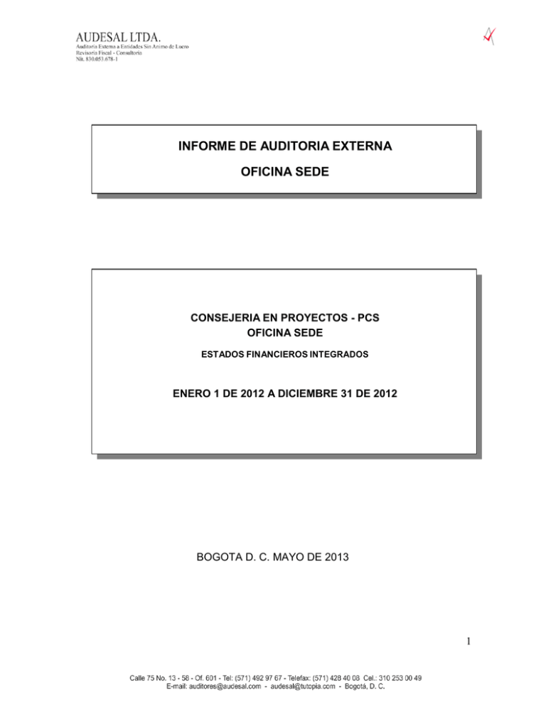 informe de auditoria externa oficina sede