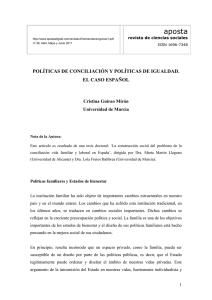 POLÍTICAS DE CONCILIACIÓN Y POLÍTICAS DE IGUALDAD. EL