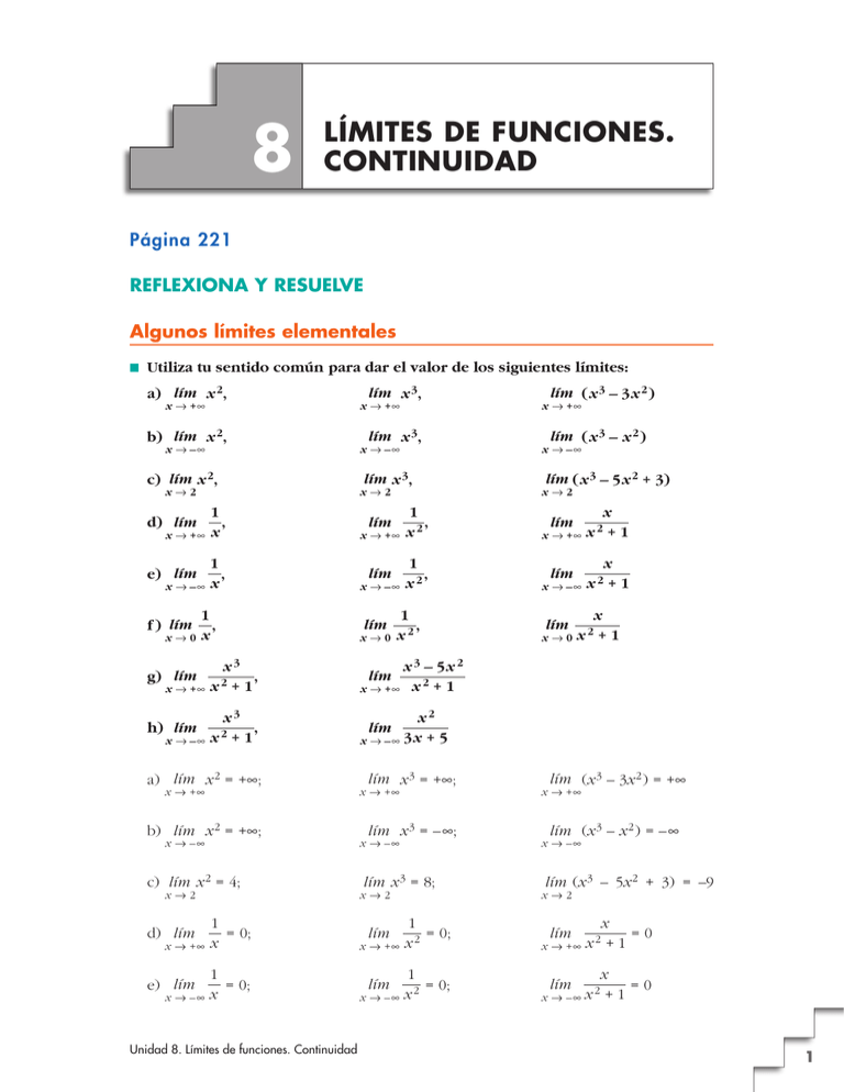 Límites De Funciones. Continuidad