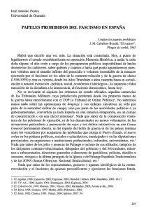 PAPELES PROHIBIDOS DEL FASCISMO EN ESPAÑA