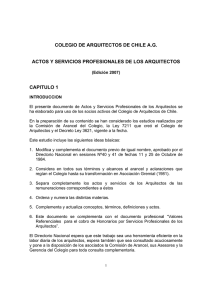COLEGIO DE ARQUITECTOS DE CHILE A.G. ACTOS Y SERVICIOS