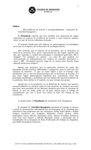 1 TABLA: 1º) Conflictos de Interés e incompatibilidades. Expositor Sr