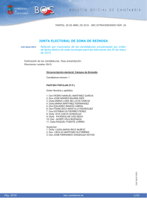 Relación por municipios de las candidaturas proclamadas