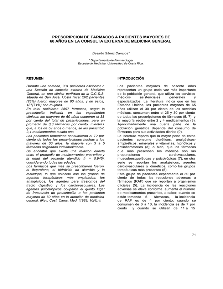 Prescripcion De Farmacos A Pacientes Mayores De 60 Años 1925